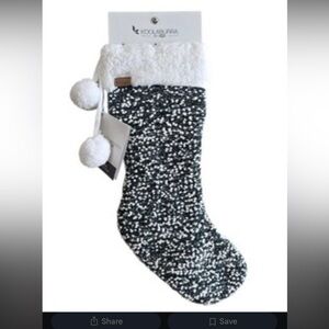 Cozy green and White Knit Stocking